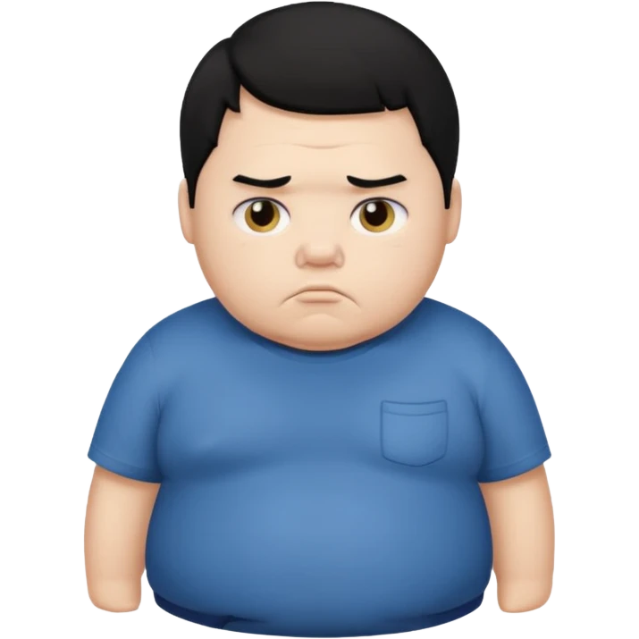 a fat boy with black hair looking sad emoji