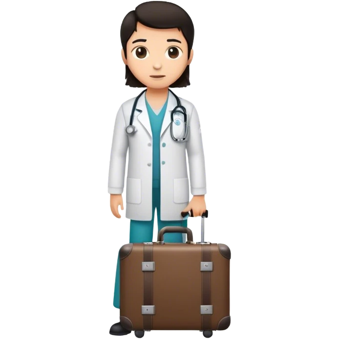 with dark hair and a doctors suit case emoji