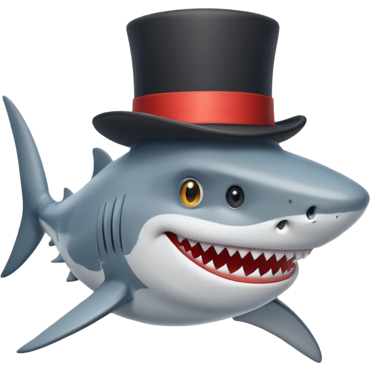 Shark with a top hat emoji