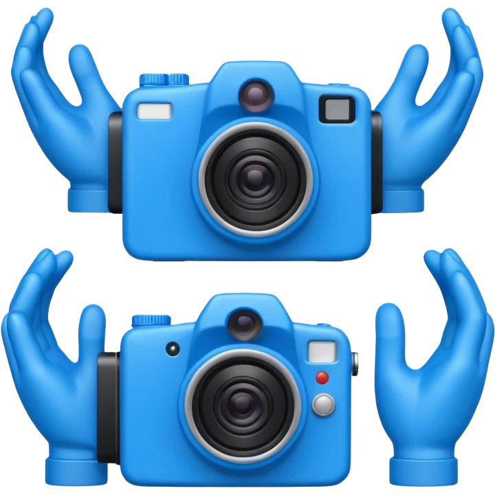 blue new hand camera with different angles emoji