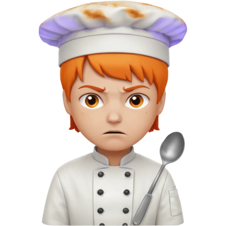 Short orange hair, angry, wearing chef uniform and chef hat emoji