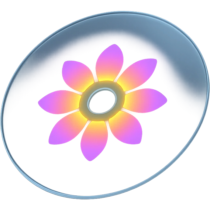 A minimalist CD disc with glowing floral pattern, vibrant colors emoji