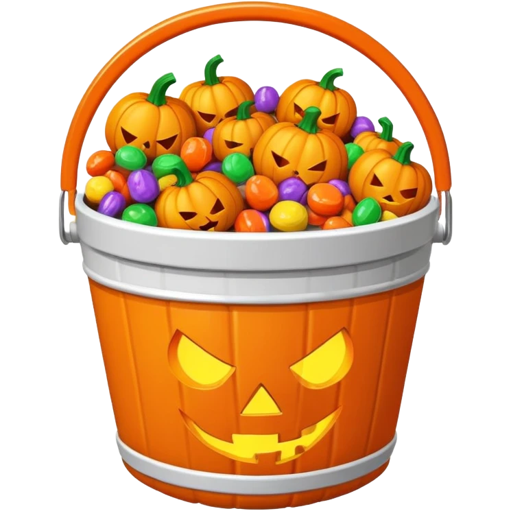 pumpkin bucket filled with Halloween candy emoji