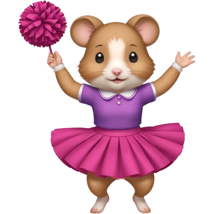 hamster girl dancing with skirt holging ponpon emoji