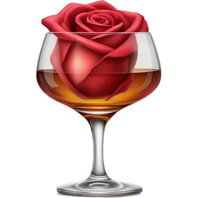 Rote Rose mit Wisky Glas daneben  emoji