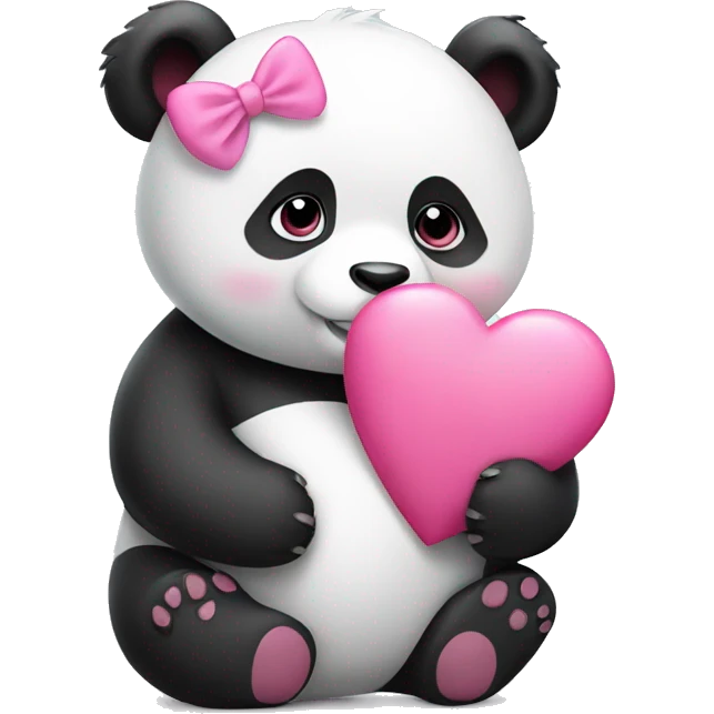 panda holding a pink heart emoji