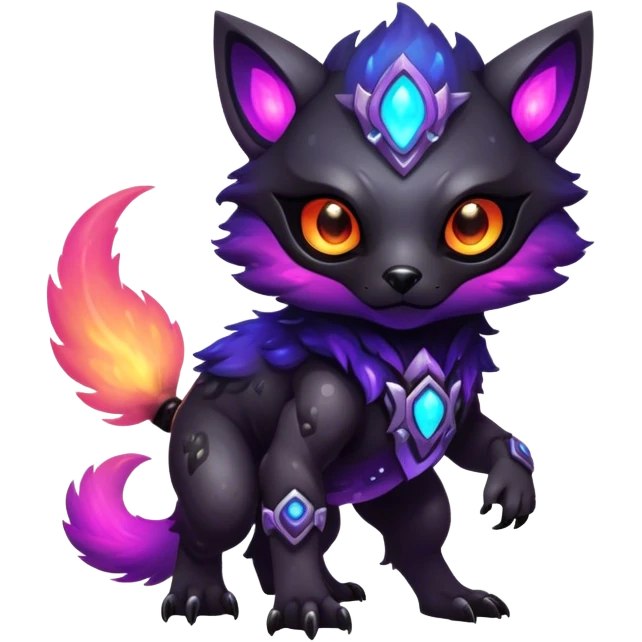 Epic Edgy Cute Colorful Vibrant Dark Nebula Modern Vernid-Protogen-creature-animal, full body emoji