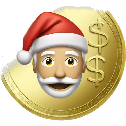 A coin of money with the topic of Santa and Christmas  emoji