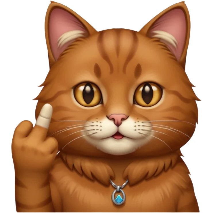 Brown cat with middle finger emoji