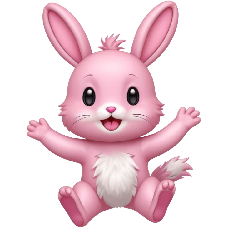 Exited pink bunny, kawaii chibi fluffy ears and body jumping of excitement  emoji