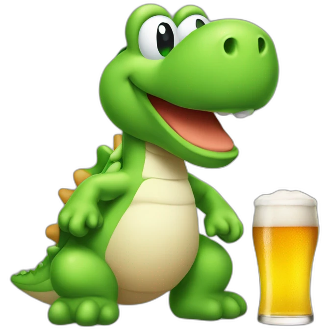 yoshi with a sixpack of beers emoji