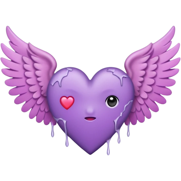 heart broken purple heart with pink angle wings emoji