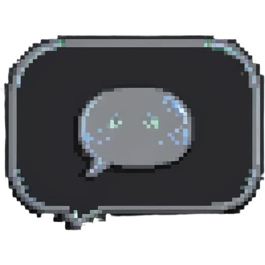 Grey chat bubble, messaging icon in pixel style emoji