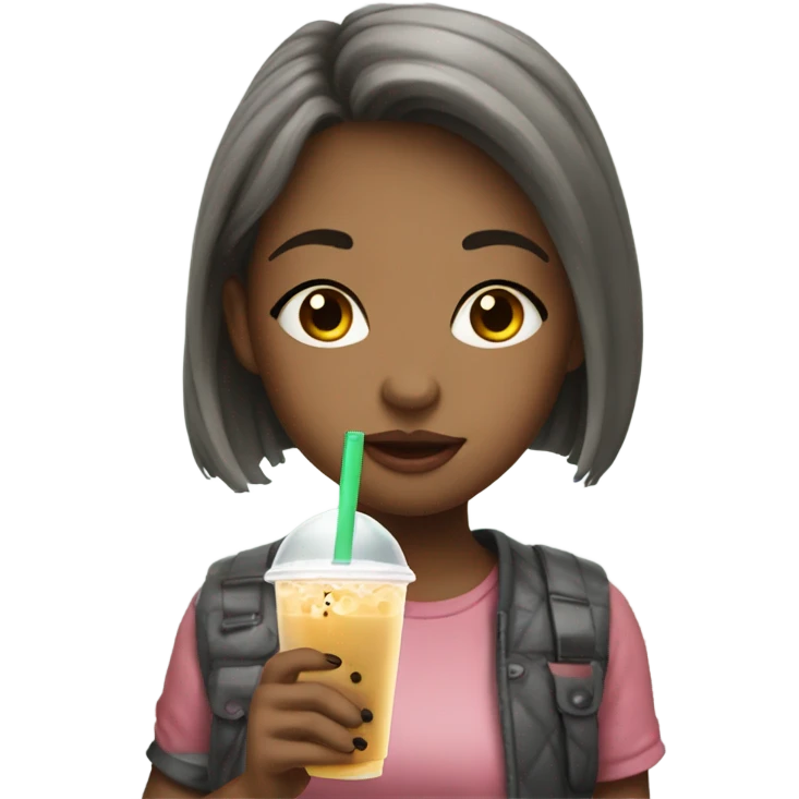 Girl drinking bubble tea emoji