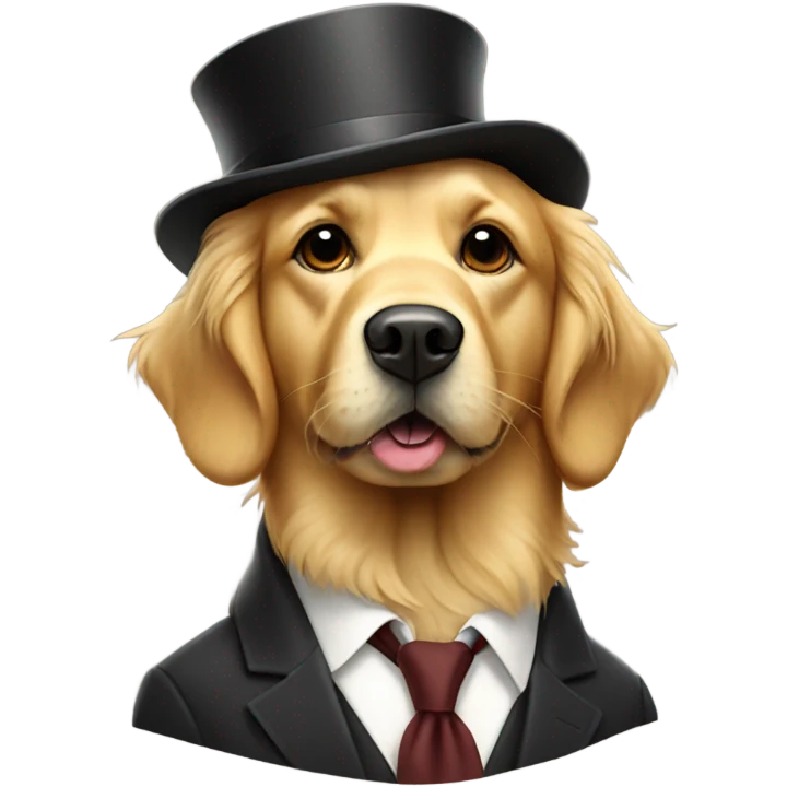 Golden retriever with a cigar dress fancy emoji