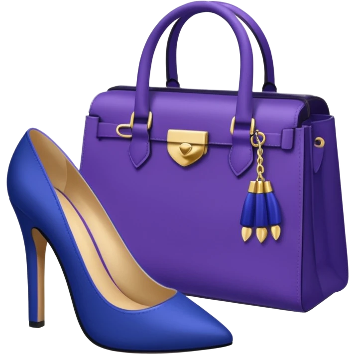 royal purple heels, cosmetics 💄 and deep blue bag emojis emoji