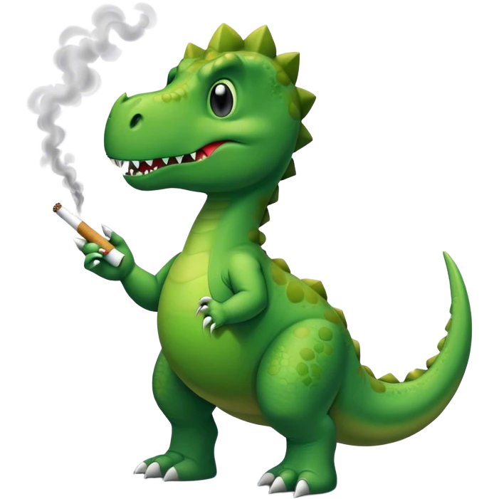 Green dinosaur smoking emoji