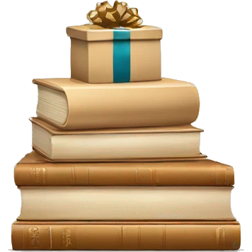 a stack of beautiful beige books with a gift emoji