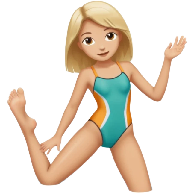 Draw a girl in a swimsuit who shows her foot emoji