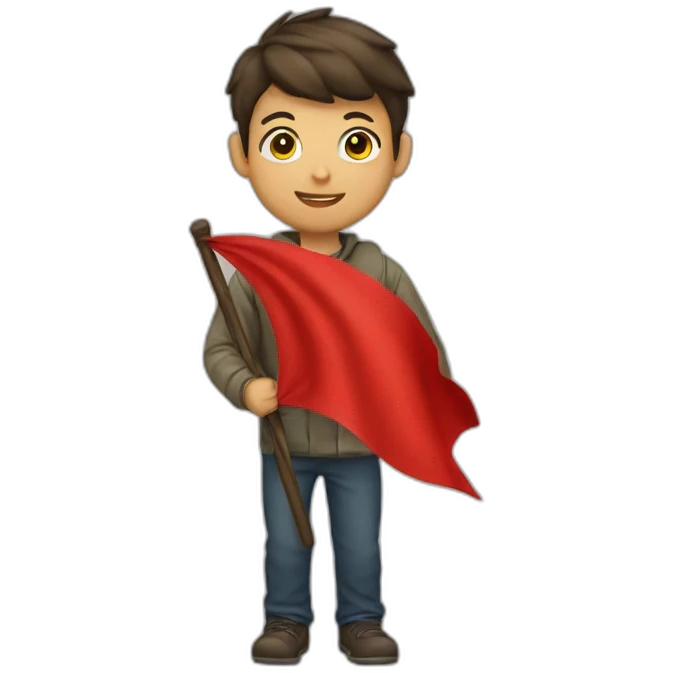 Boy holding a red flag  emoji