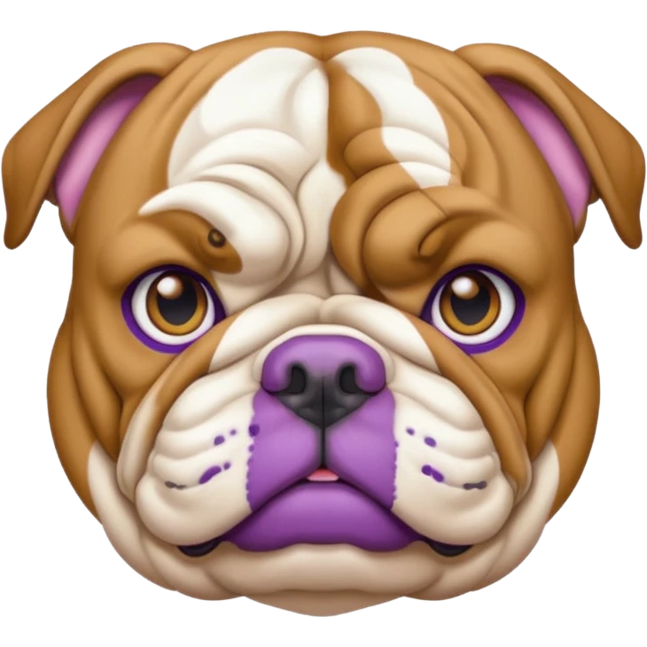 Purple face English bulldog with gold trim emoji