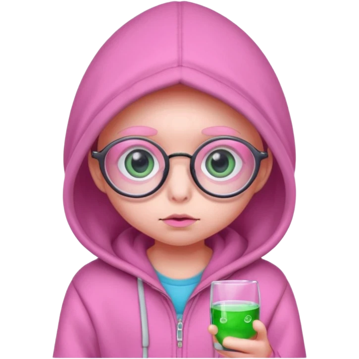 Aliens Pink, hoodie, cute big eyes, glass emoji