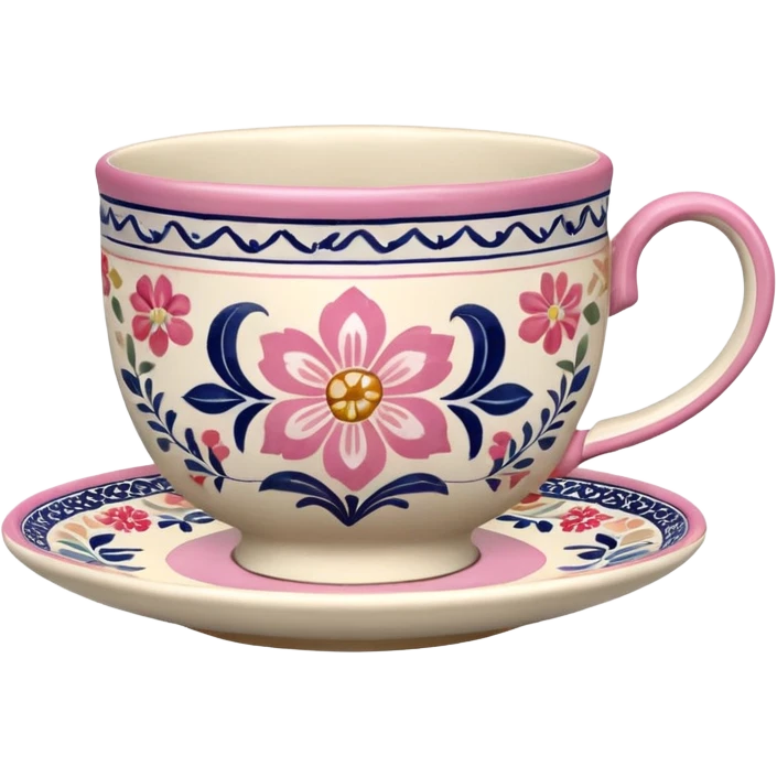 Pink white & beige Talavera tea cup emoji