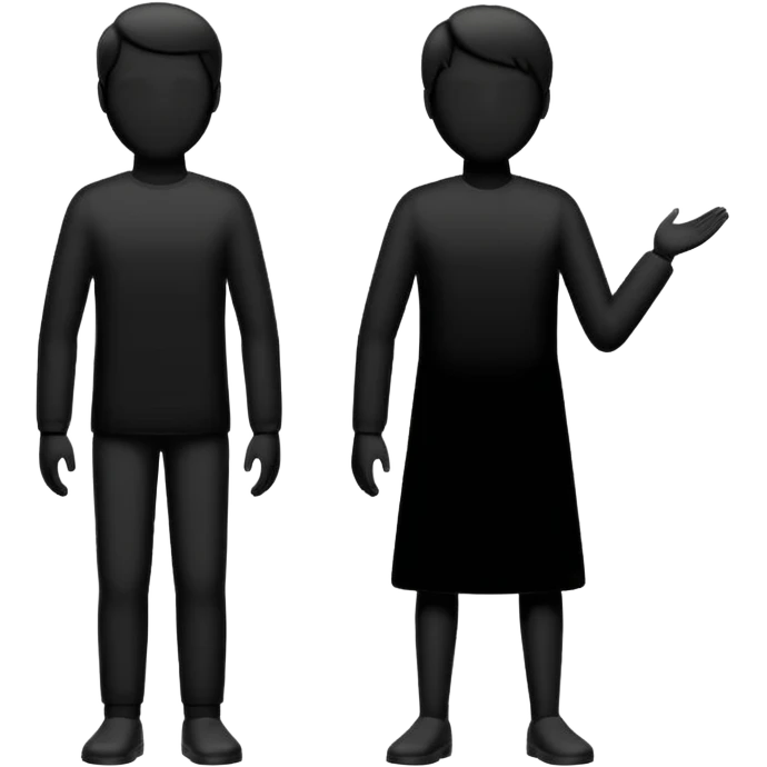 two silhouettes, big and small, standing apart with a dotted line between emoji