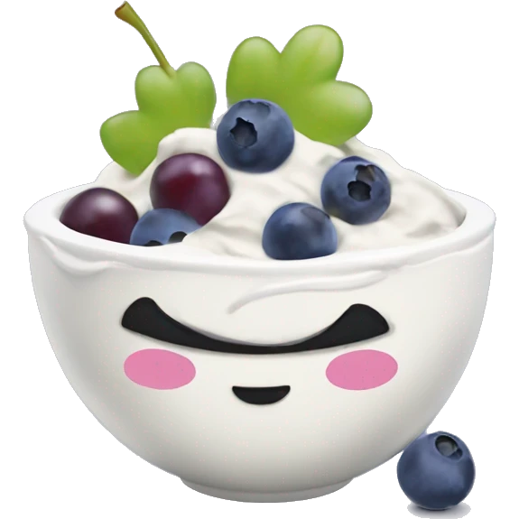 yoghurt bowl with grapes and blueberries emoji