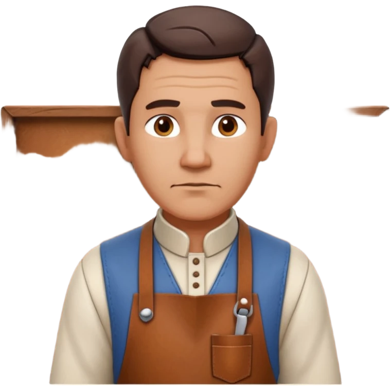 master woodcraft carpenter portrait, head and shoulders only, leather apron collar, carved wood patterns visible, thoughtful focused look, artisan vibe, 3D cartoon, mobile game icon style, clean background, no text, no watermark
 emoji