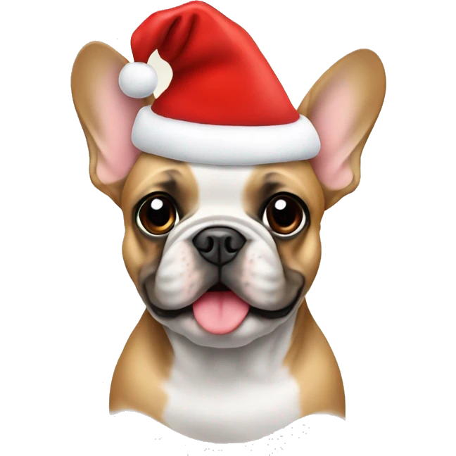 Frenchie with a Christmas hat on  emoji