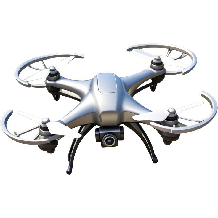 An icon showing a racing quadcopter drone in the foreground, flying at high speed through a course filled with obstacles and checkpoints. Other drones zoom in the background over a dynamic landscape. Transparent background highlights the thrill and precision of drone racing. emoji
