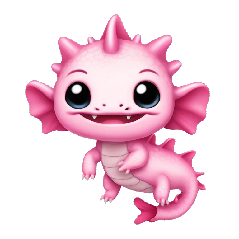 pink cute axolotl stitch chibi like Chinese dragon emoji