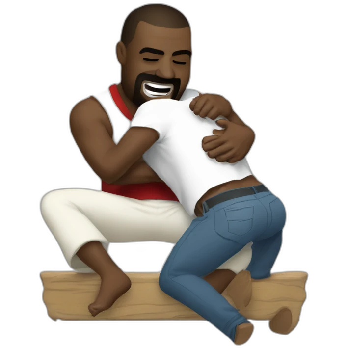 Kanye West being tickled by a klansman nice emoji