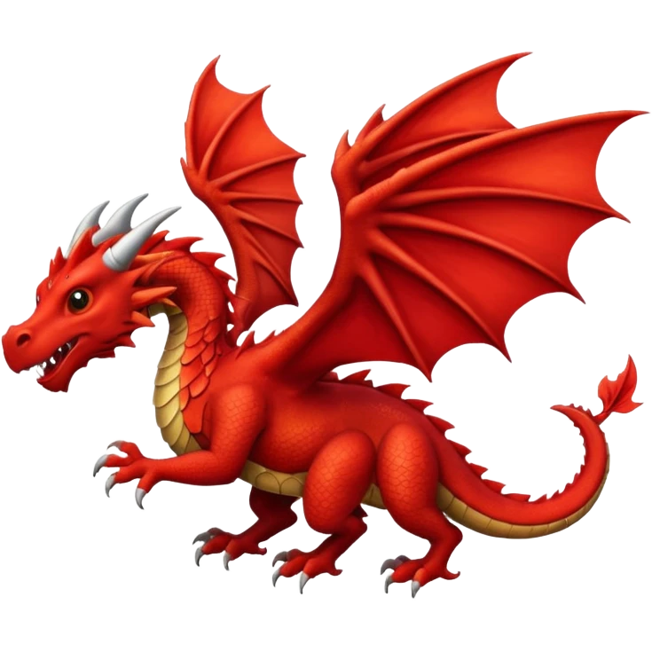 A red Welsh dragon flying  emoji