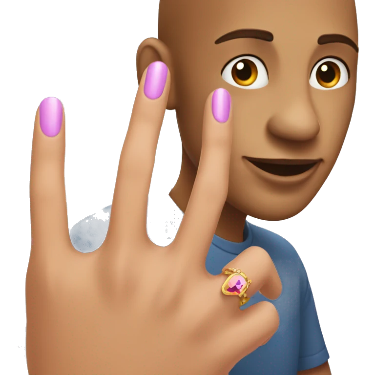 shows connecting finger with manicure emoji
