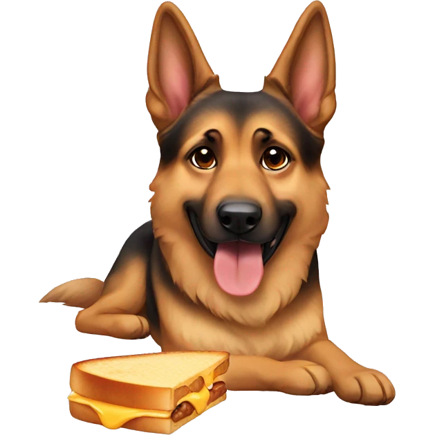 German Sheppard with a grilled cheese emoji
