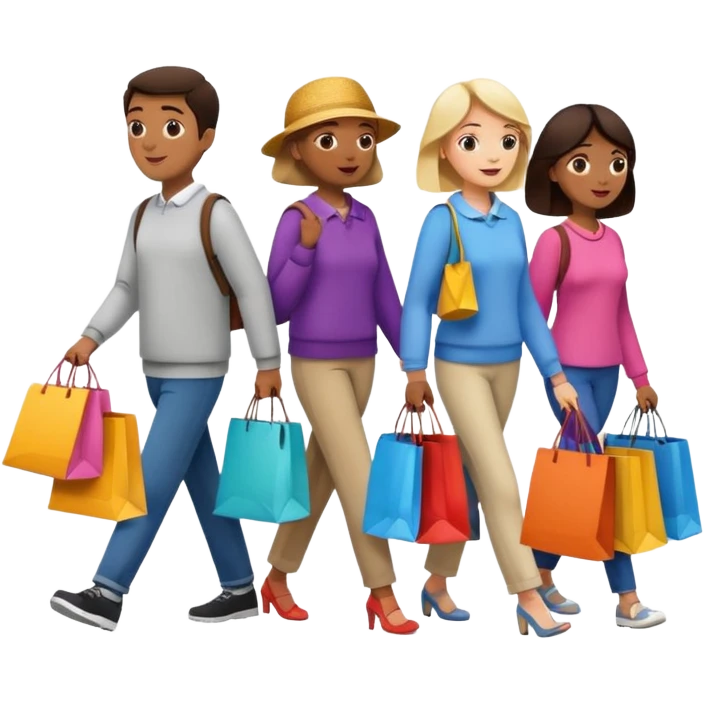 shopping bags from group outing with others emoji