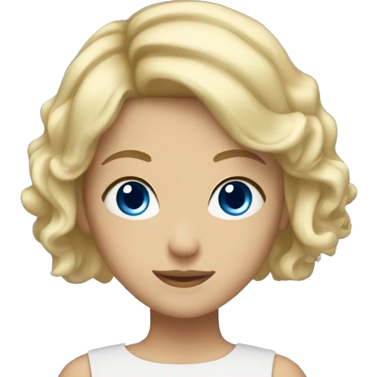 Blonde girl with short hair and blue eyes emoji