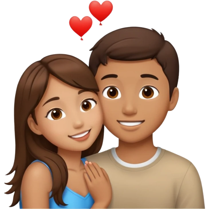 a couple kissing. one is a tan girl with brown hair and the other is an asian boy emoji
