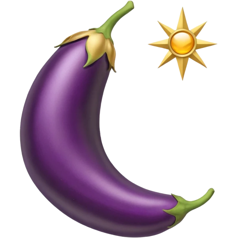 Eggplant from the side wearing a halo emoji