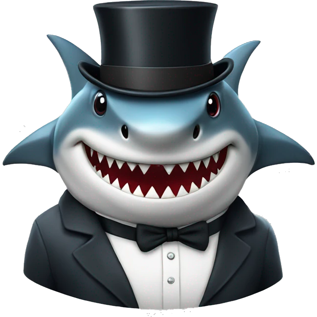 Shark with a top hat emoji