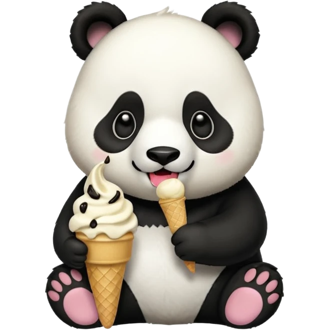 Panda eating ice cream emoji