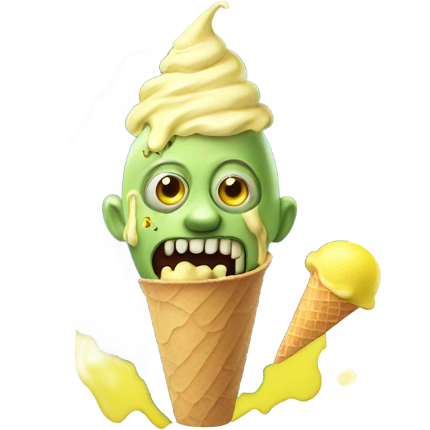 Zombie eating ice cream made of lemons emoji