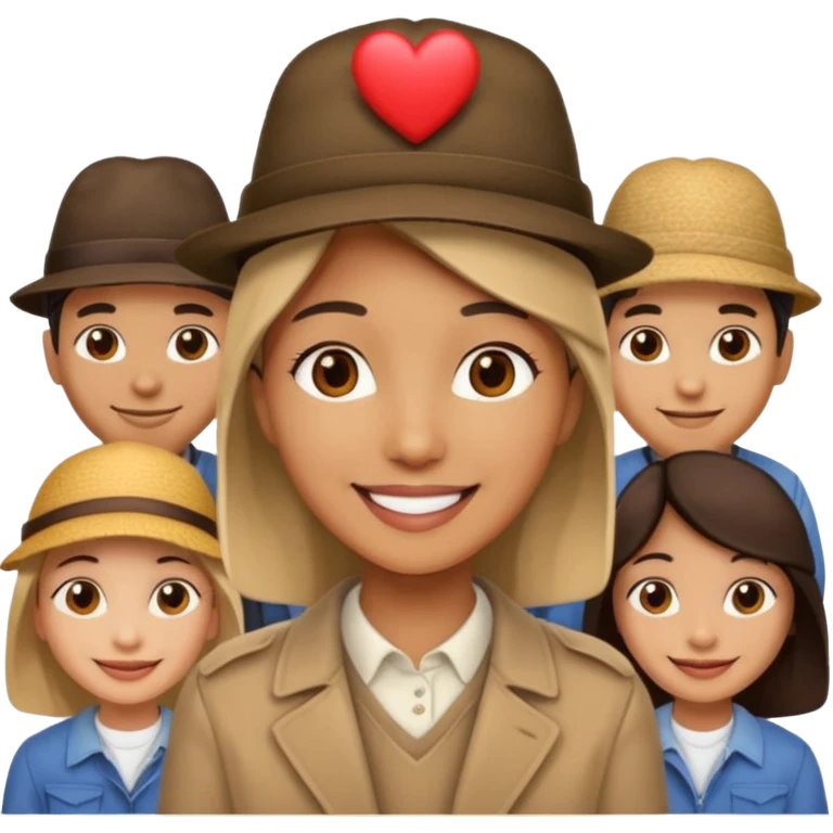 small figure inside a group of people with a heart above emoji