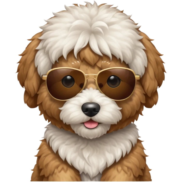 Mini goldendoodle wearing sunglasses emoji