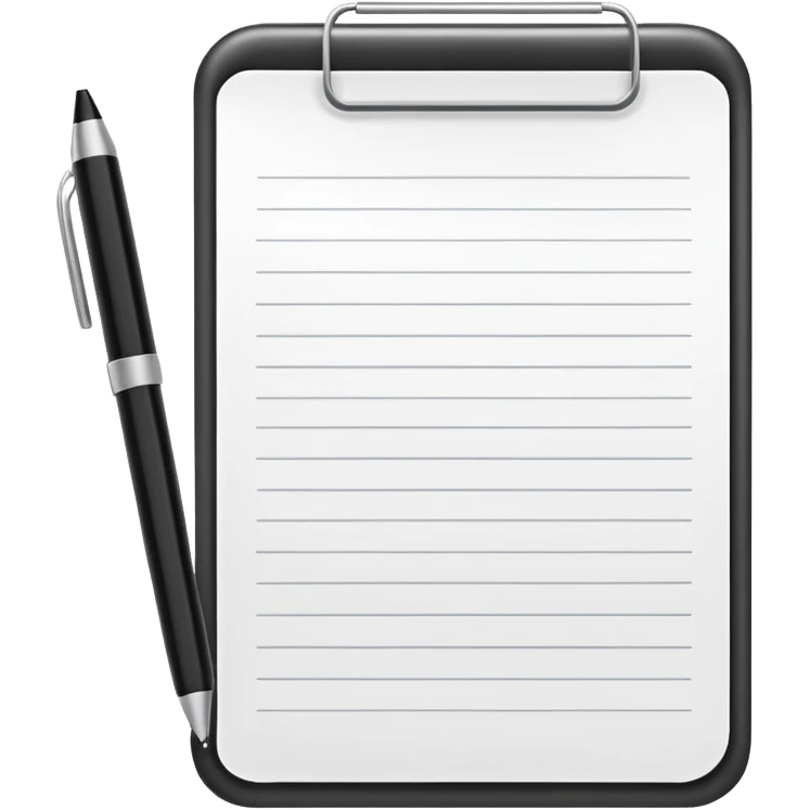 White notepad with black pen emoji