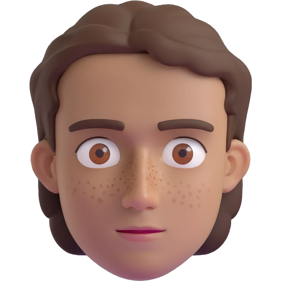Polish man with medium length brown hair and freckles around his left eye emoji