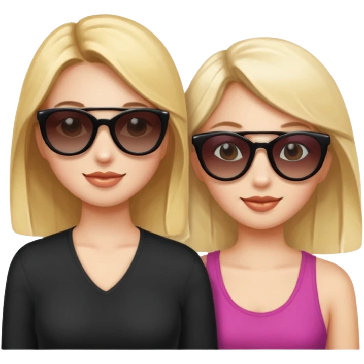 3 girls, friends, one in the middle with sunglasses  emoji