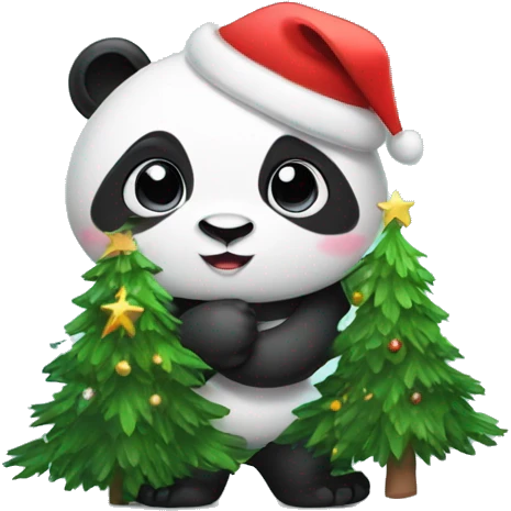 Panda with a Christmas tree  emoji
